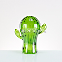 Vase cactus en verre vert